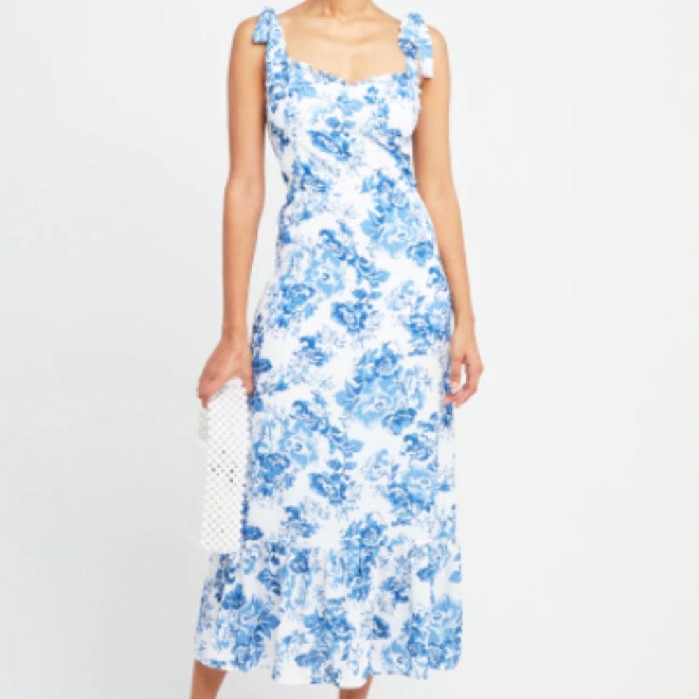 Blue and White Toile de Jouy Dress Size M Reformation Style *Offers Welcome!*